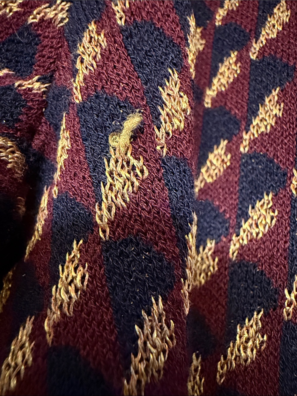 Ann Taylor Burgundy and Tan/Gold Patterned Open Cardigan - Picture 3 of 6
